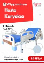 2 Motorlu ABS Hasta Yatağı: Anti Bakteriyel, Amortisörlü Korkuluklu